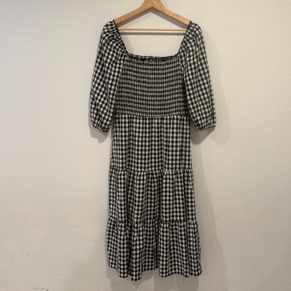 Lanisen black and white gingham midi dress